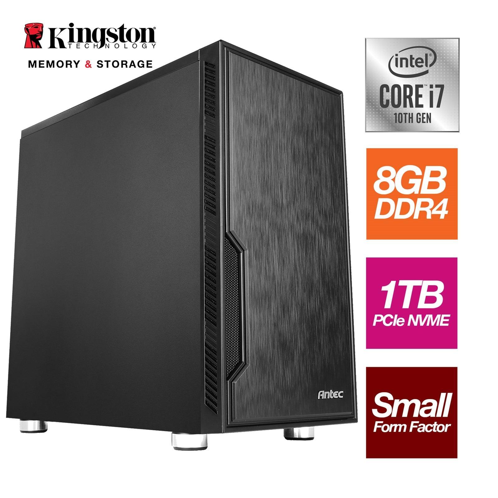 Antec Intel i7-10700 2.90GHz (4.80GHz Boost) 8 Core 16 threads. 8GB Kingston DDR4 RAM, 1TB Kingston NVMe M.2, 80 Cert PSU - Prebuilt System-PCR Business Solutions Ltd